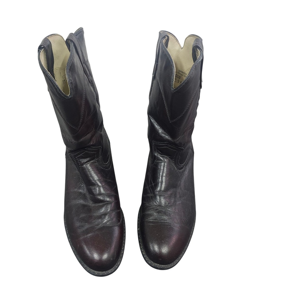 Vintage Mens Brown Leather Western Roper Boots Made in USA Size 11 D 6008 7700